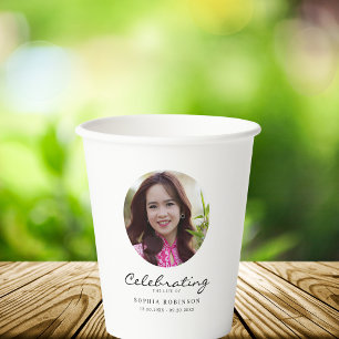 Celebration of Life Photo Memorial Keepsake Paper Cups