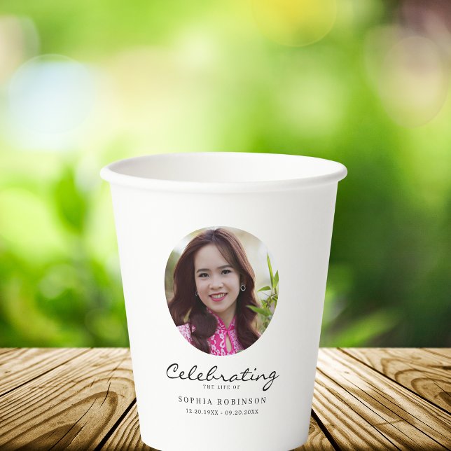 Celebration of Life Photo Memorial Keepsake Paper Cups (Creator Uploaded)