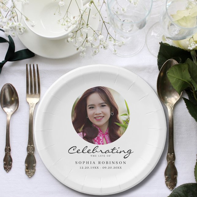 Celebration of Life Photo Memorial Keepsake Paper Plate (Creator Uploaded)