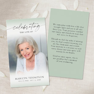 Celebration of Life Photo Memorial Prayer Card