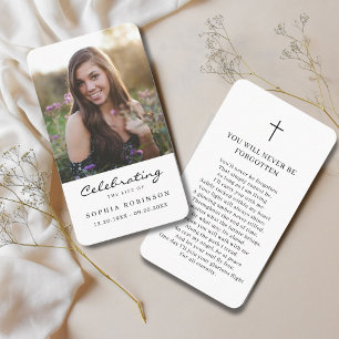 Celebration of Life Photo Memorial Prayer Card