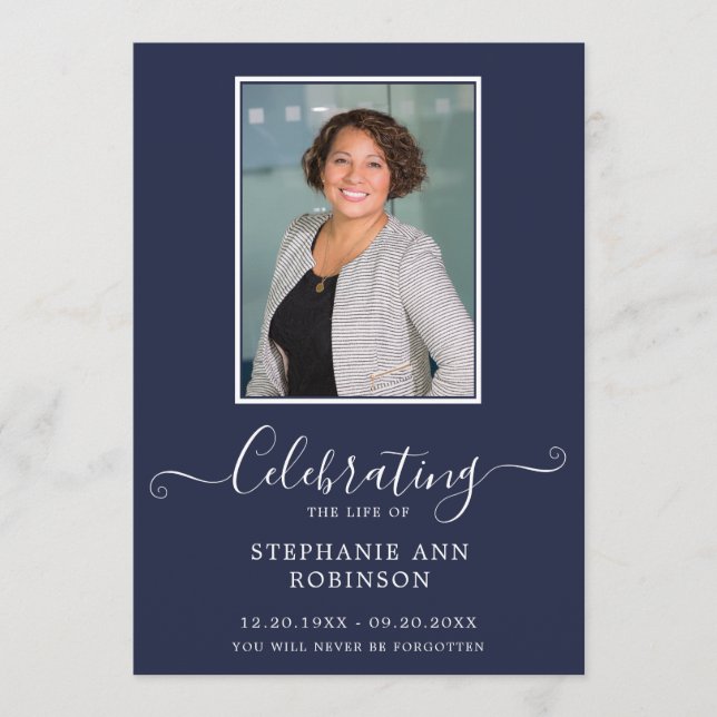 Celebration of Life Photo Order of Service Blue Programme (Front)