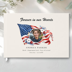 Celebration of Life Photo Patriotic Funeral  Guest Book