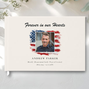 Celebration of Life Photo Patriotic Funeral  Guest Book