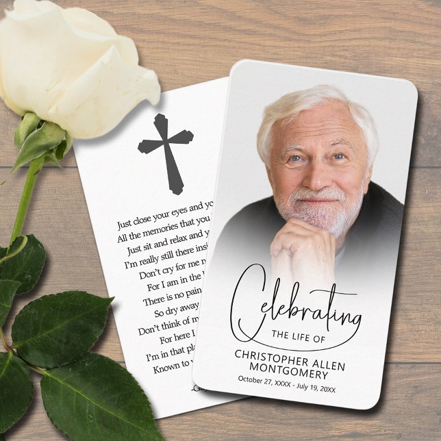 Celebration of Life Photo Prayer Card (Celebration of Life photo prayer card bookmark with a cross and poem on the back (can be changed))