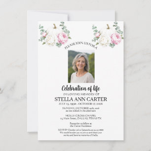 Celebration of Life Photo Pumpkin Fall Funeral Invitation