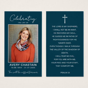 Celebration Of Life Photo Sympathy Prayer Cards
