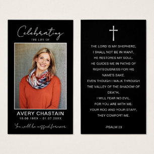 Celebration Of Life Photo Sympathy Prayer Cards