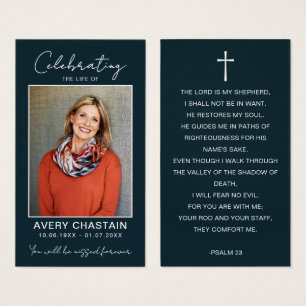 Celebration Of Life Photo Sympathy Prayer Cards
