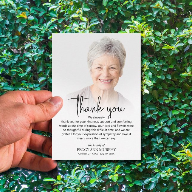 Celebration of Life Photo Thank You Card (Celebration of Life Photo Thank You Cards)