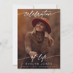Celebration of Life Script Funeral Photo Black Thank You Card