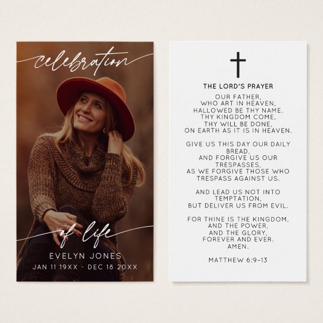 Celebration of Life Script Funeral Photo Prayer (Front & Back)