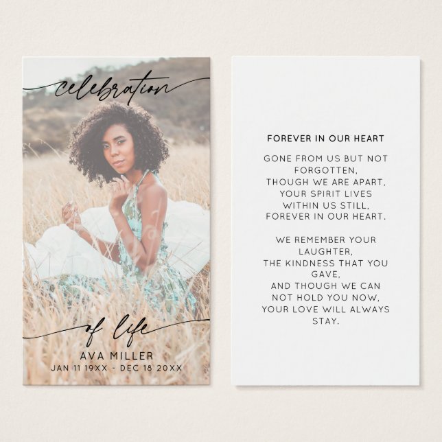 Celebration of Life Script Memorial Funeral White  (Front & Back)