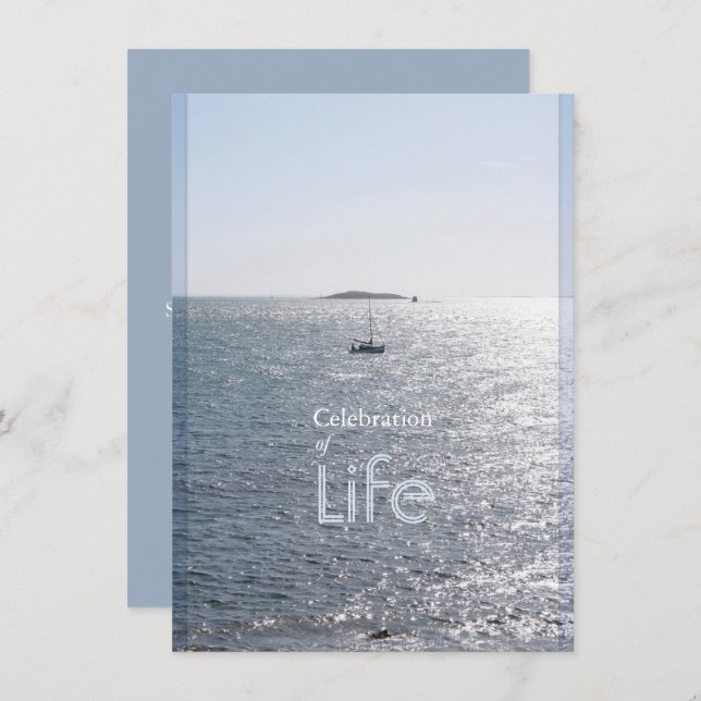 Celebration of Life Seascape 3 Invitations (Front/Back)