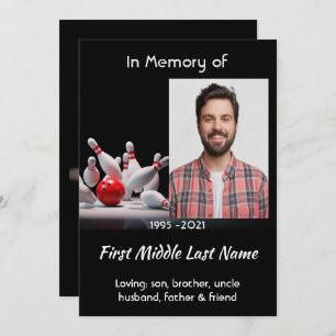 Celebration of Life Service  Bowling Bowler Invitation