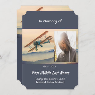 Celebration of Life Service  Clouds Biplane Sky Invitation