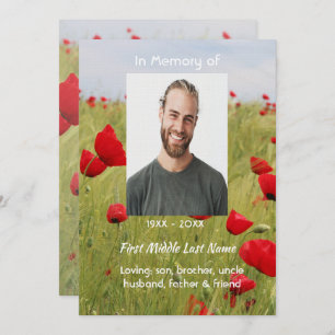 Celebration of Life Service Field Red Poppy Invitation