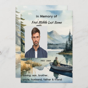 Celebration of Life Service  Fishing Lake in Boat Invitation
