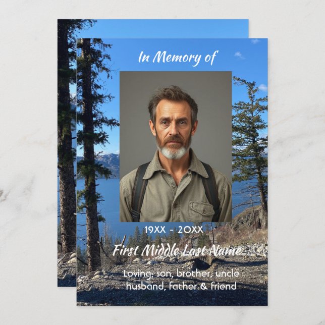 Celebration of Life Service Lake Forest Trees Invitation (Front/Back)