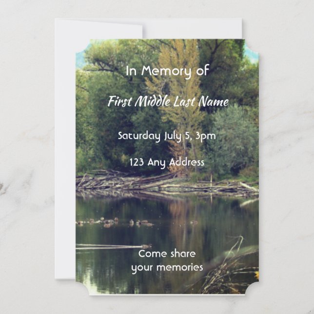 Celebration of Life Service  Lake Pond Park Ducks  Invitation (Front)