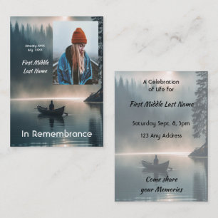Celebration of Life Service Wilderness Lake Canoe Business Card