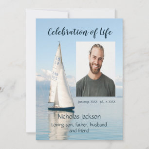 Celebration of Life Service with Sailboat Sailing Invitation