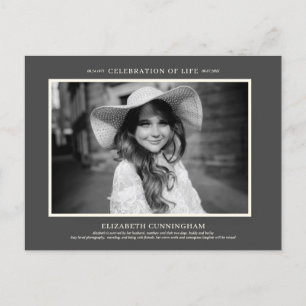 Celebration of Life Simple Chic Elegant Photo Invitation Postcard