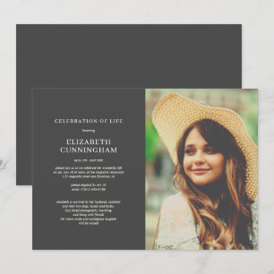 Celebration of Life Simple Modern Elegant Photo Invitation