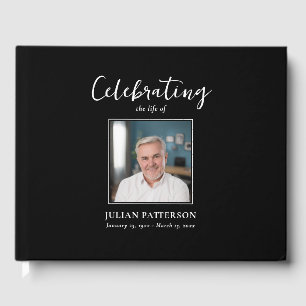 Celebration of Life Simple Photo, Custom Funeral Guest Book