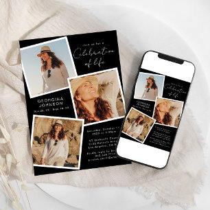 Celebration Of Life Snapshot Photo Memorial Invitation
