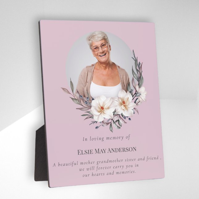 Celebration of life stylish elegant photo keepsake plaque (Creator Uploaded)