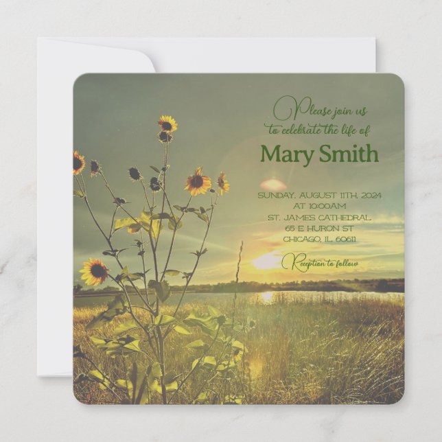 Celebration of Life - Sunflowers Invitation (Front)