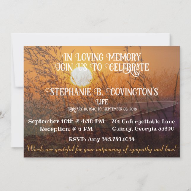 Celebration of Life Sunrise In Loving Memory Invitation (Front)
