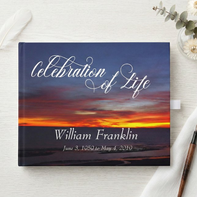 Celebration of Life Sunset Sea Ocean Memorial Guest Book (Creator Uploaded)