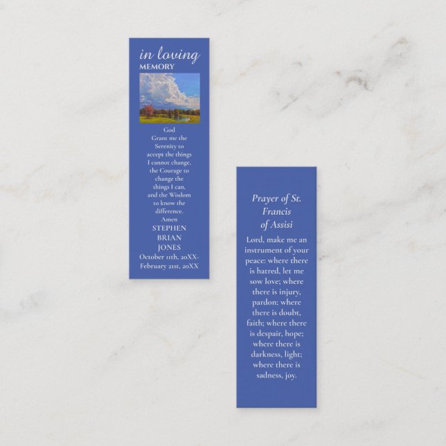 Celebration of Life Sympathy Painting Prayer Card (Front/Back)