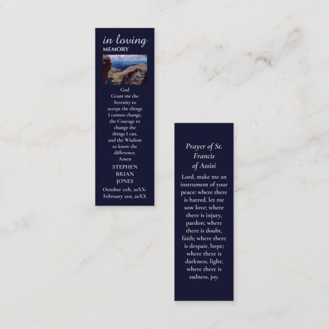 Celebration of Life Sympathy Photo Prayer Card (Front/Back)