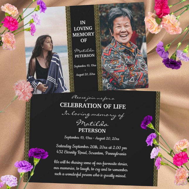 Celebration Of Life Then And Now 2 Photo Funeral Invitation (Creator Uploaded)
