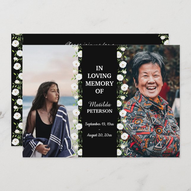 Celebration Of Life Then And Now 2 Photo Funeral Invitation (Front/Back)