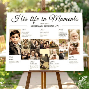 Celebration of Life Timeline Funeral Memory Photo Poster