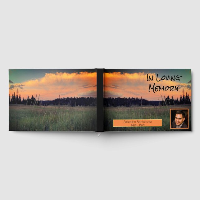 Celebration of Life Tranquil Sunset Custom Photo   Guest Book (Full)