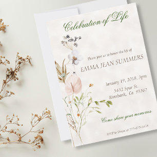 Celebration of Life Wildflower Watercolor Invitation