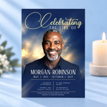Celebration of Life with Photo, Navy Gold Memorial