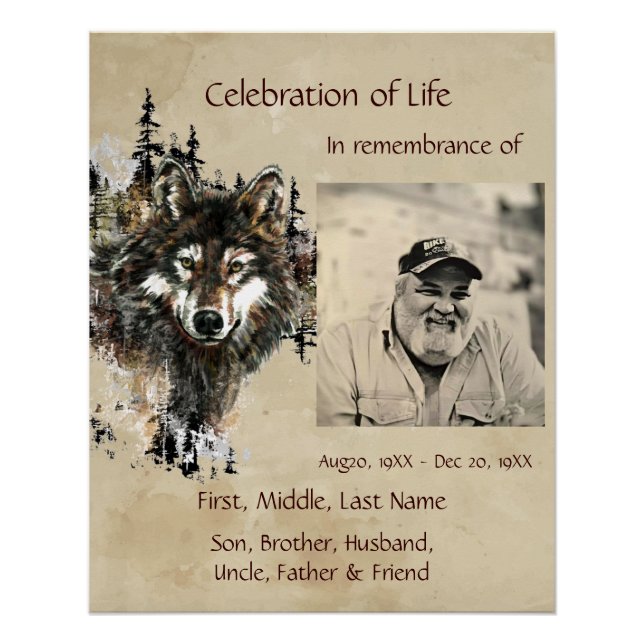 Celebration of Life Wolf Poster (Front)