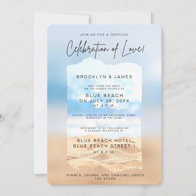 Celebration Of Love Beach Wedding Invitation (Front)