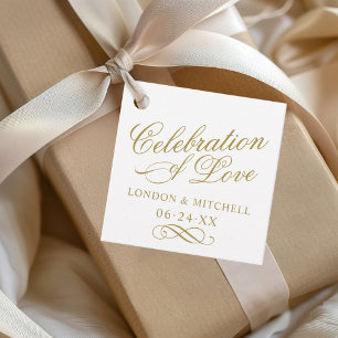 Celebration of Love Gold Elegant Wedding Monogram Favour Tags