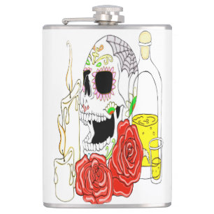 Celebration of the Dead Sugar Skull Hip Flask