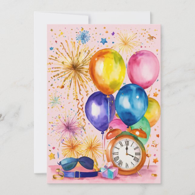Celebration Wishes Balloon Greeting Card (Front)