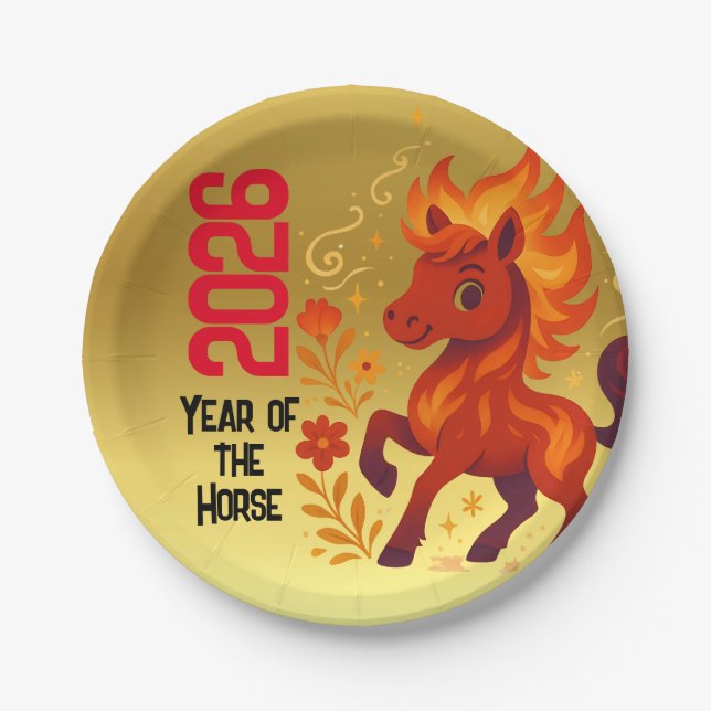 Celebration Year of the Horse Chinese New Year Paper Plate (Front)