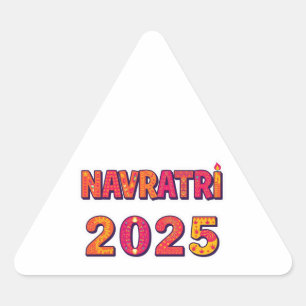 Celebratory “NAVRATRI 2025” Colorful Typography  Triangle Sticker