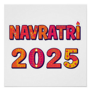 Celebratory “NAVRATRI 2025” Colourful Typography  Poster
